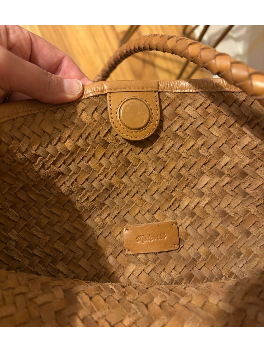 Madewell Braided Leather Shoulder Bag - Cognac Brown - Picture 6 of 8
